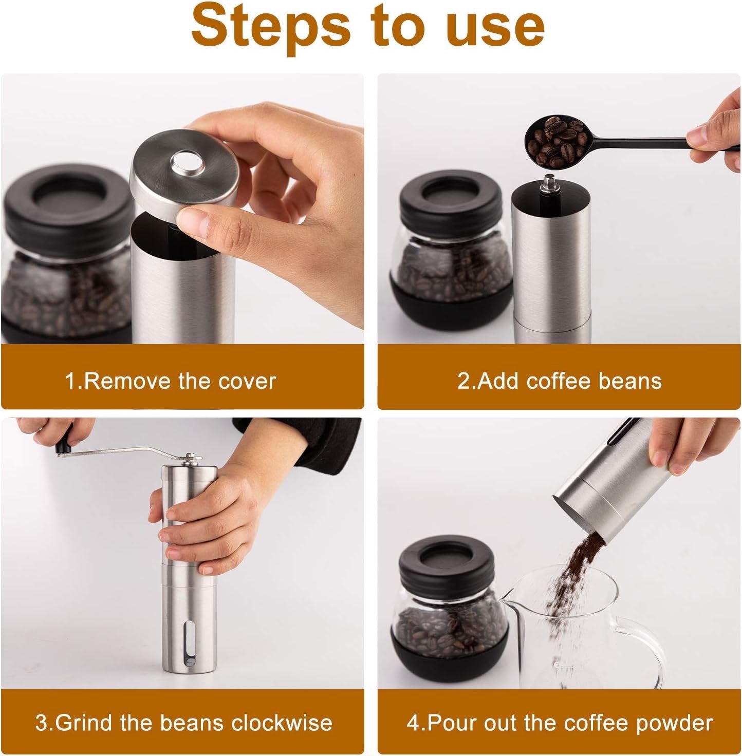 Flavara Manual Coffee Grinder – Stainless Steel Burr Mill with Adjustable Settings